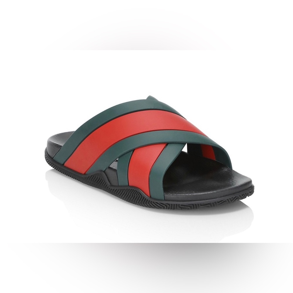 Gucci Rubber Slide Sandals With Web